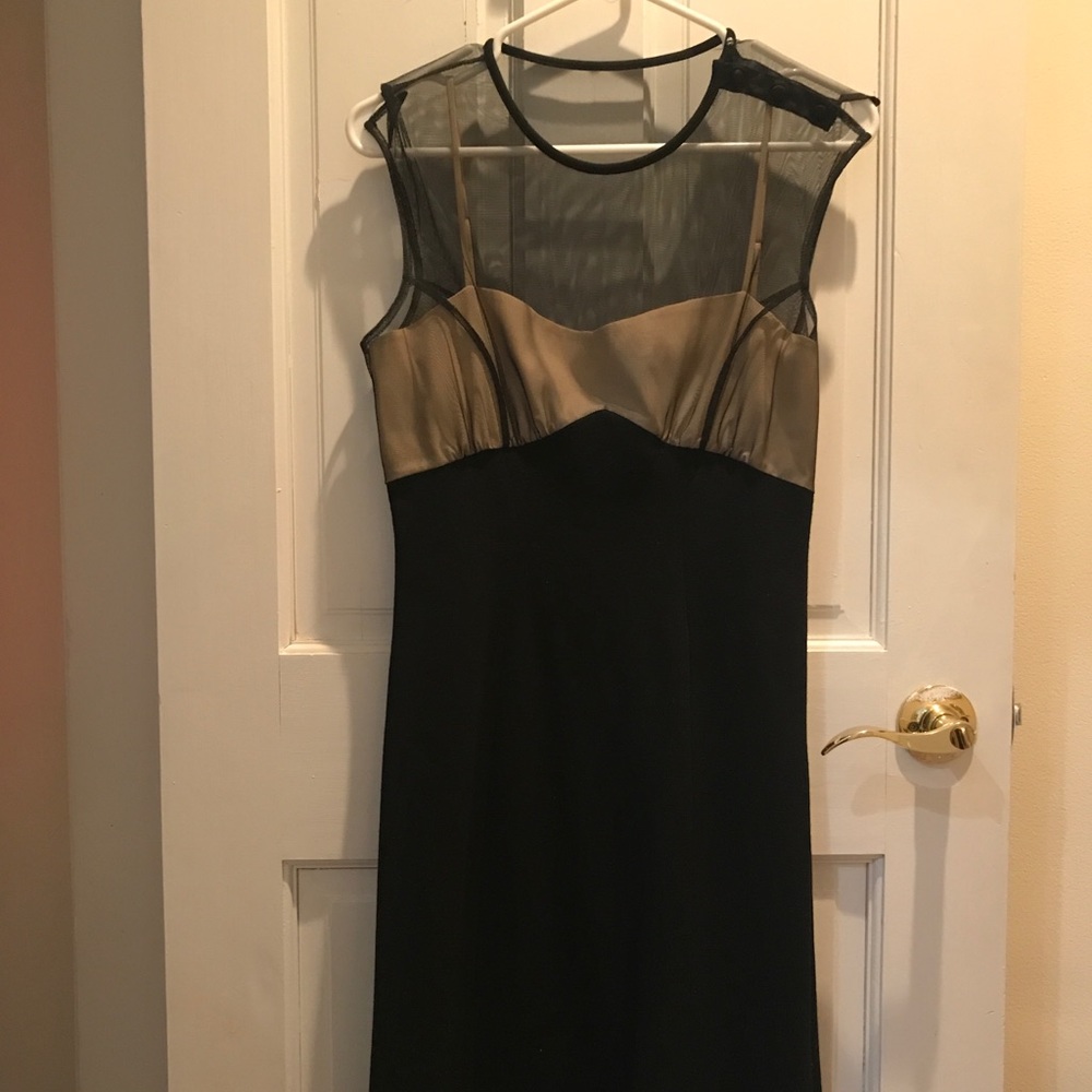 DVF Sheer Tan and Black Midi Dress